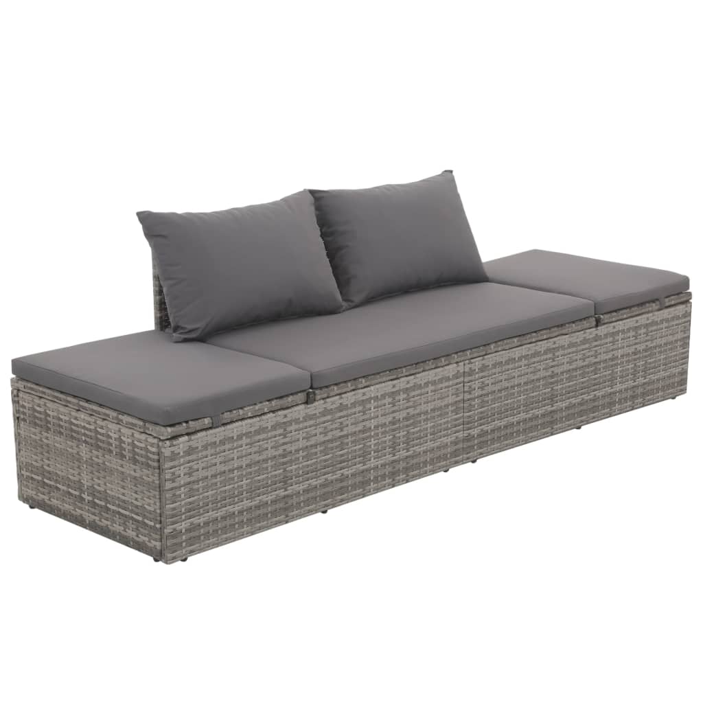 Tuinbed 195x60 cm poly rattan grijs