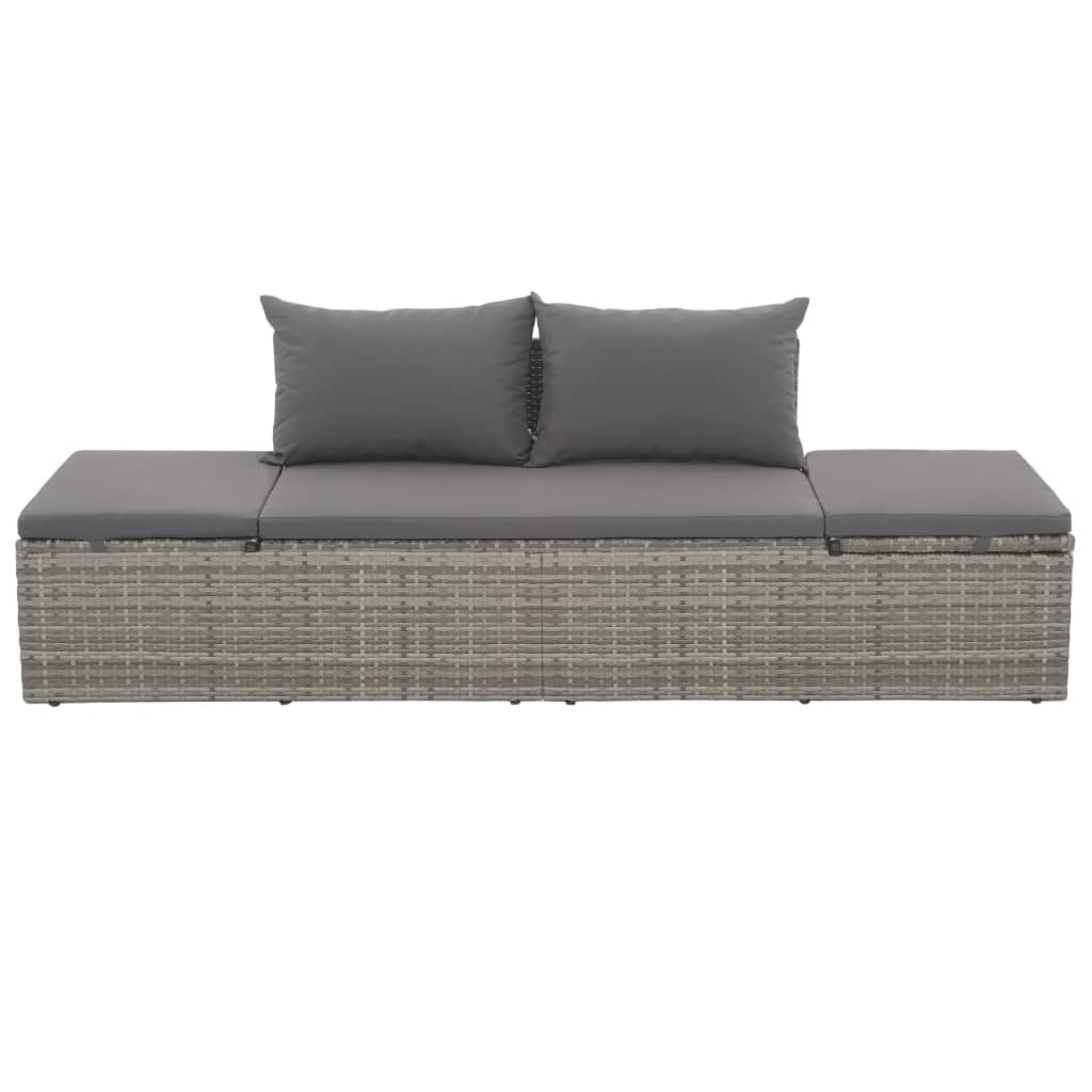 Tuinbed 195x60 cm poly rattan grijs