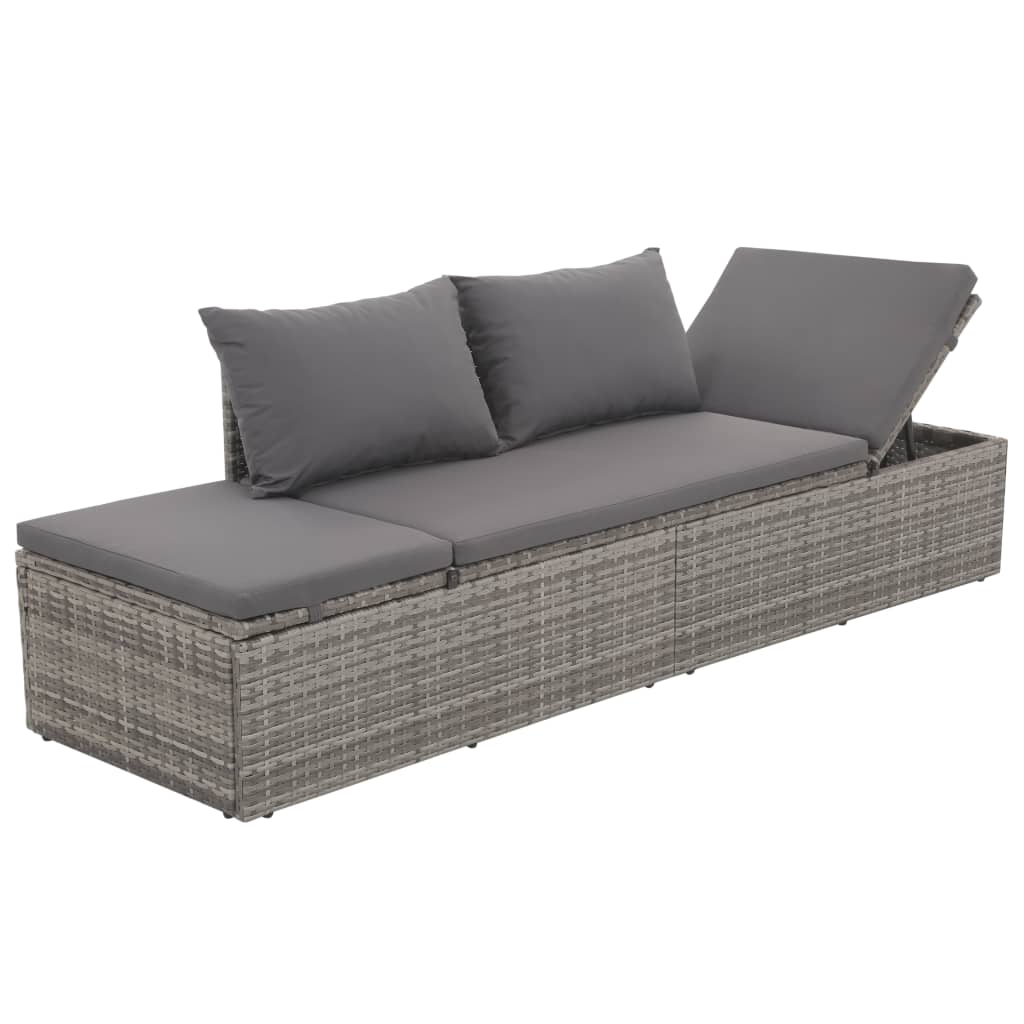 Tuinbed 195x60 cm poly rattan grijs