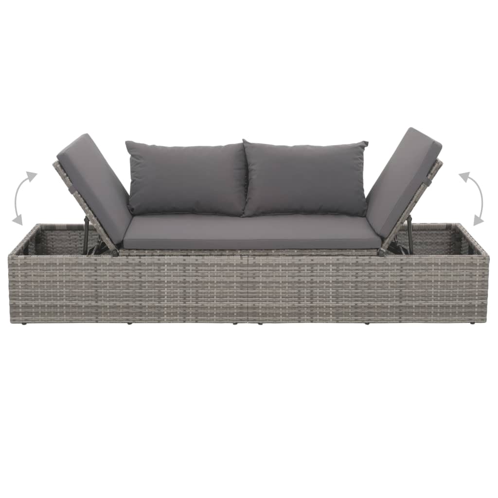 Tuinbed 195x60 cm poly rattan grijs