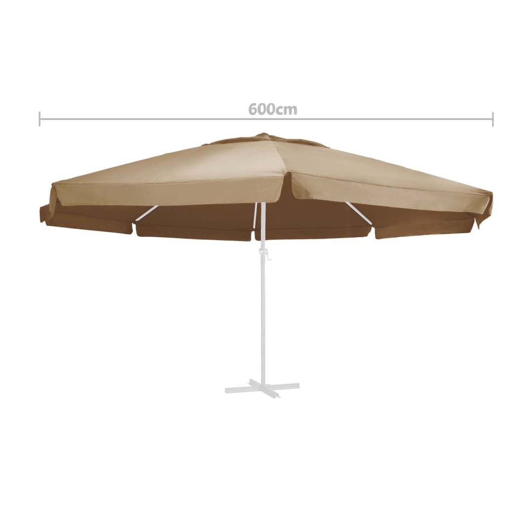 Vervangingsdoek voor parasol 600 cm taupe