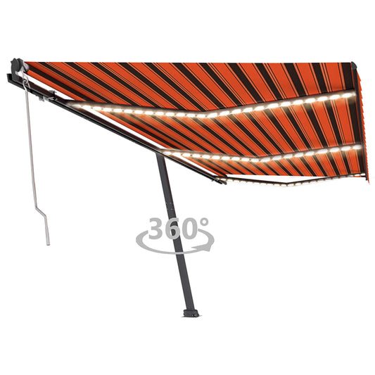 Luifel automatisch met LED windsensor 600x350 cm oranje bruin