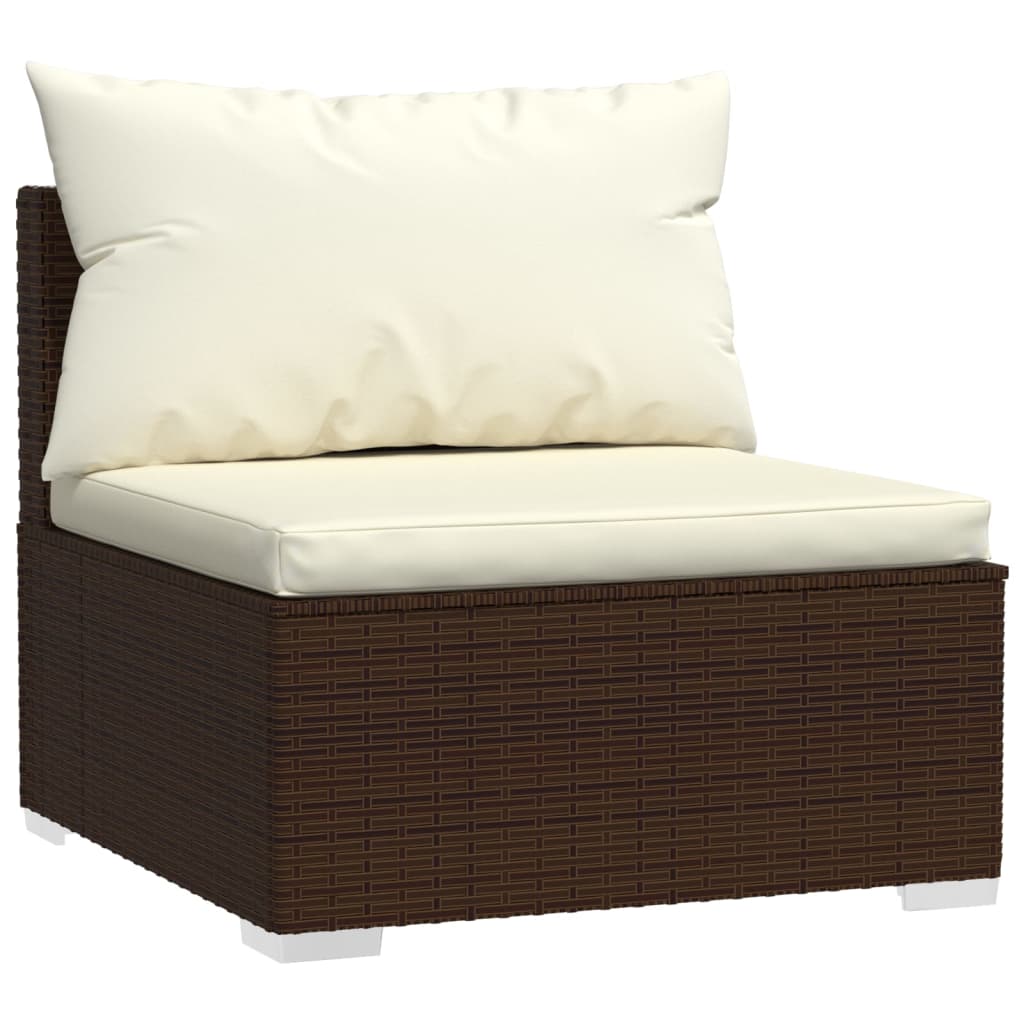 4-delige Loungeset met kussens poly rattan bruin