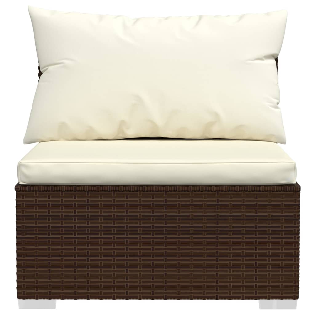 4-delige Loungeset met kussens poly rattan bruin