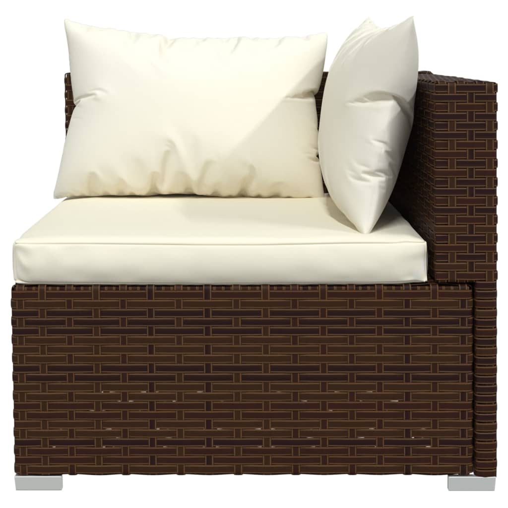 4-delige Loungeset met kussens poly rattan bruin