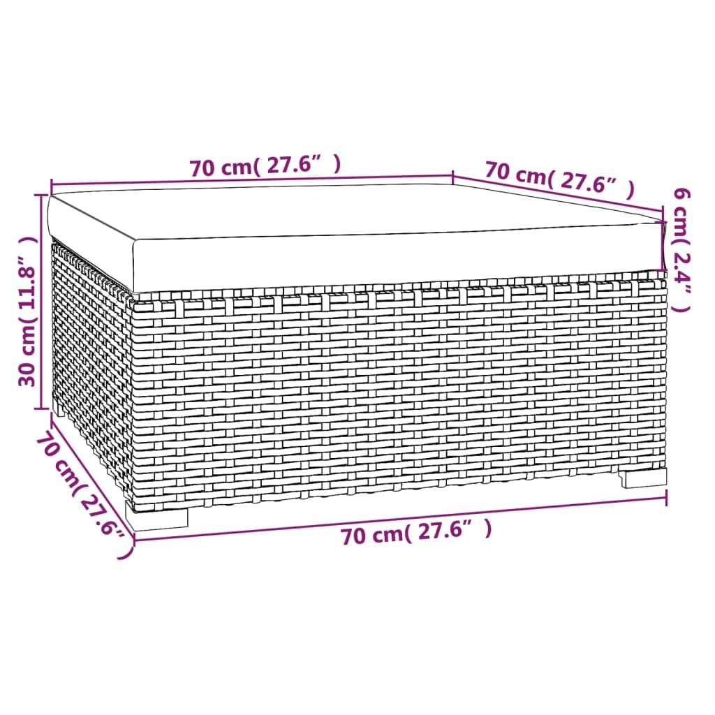 4-delige Loungeset met kussens poly rattan bruin