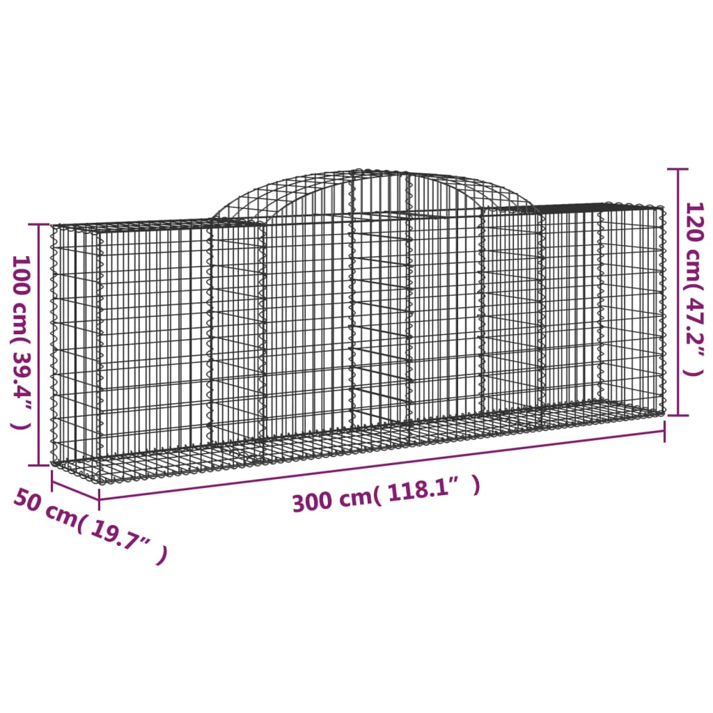 Schanskorven 8 st gewelfd 300x50x100/120 cm ijzer