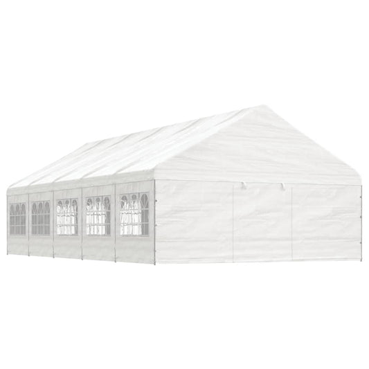 Prieel met dak 11,15x5,88x3,75 m polyetheen wit