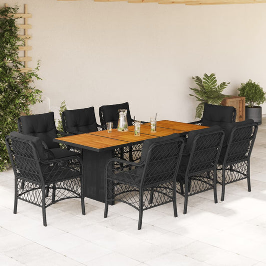 9-delige Tuinset poly rattan zwart