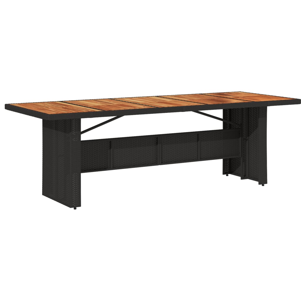 Tuintafel met acaciahouten blad 240x90x75 cm poly rattan zwart