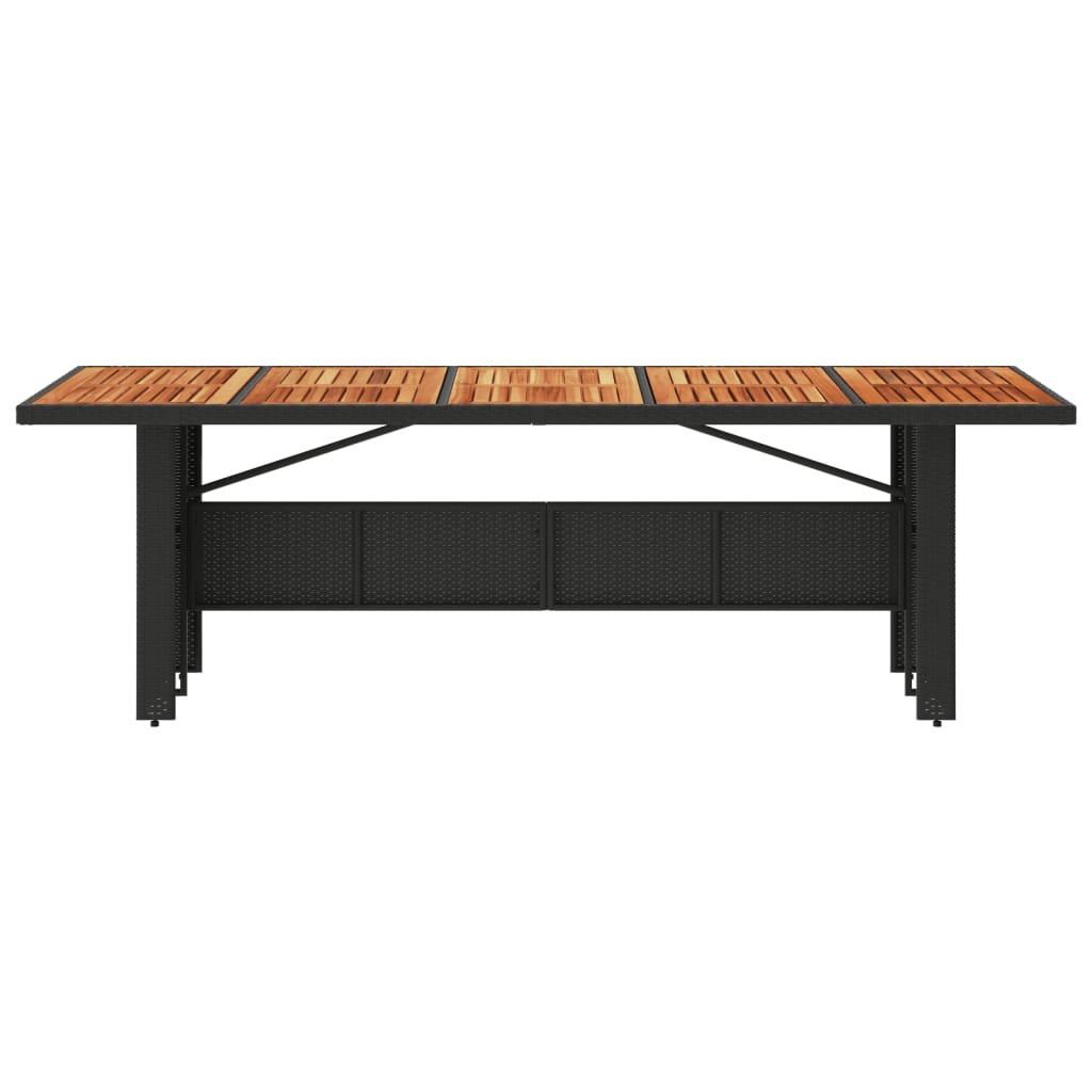 Tuintafel met acaciahouten blad 240x90x75 cm poly rattan zwart