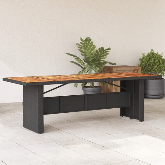 Tuintafel met acaciahouten blad 240x90x75 cm poly rattan zwart