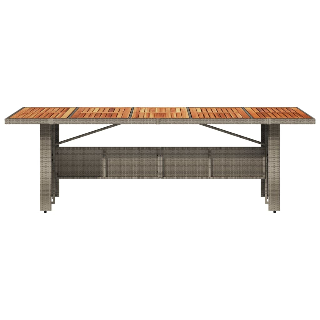 Tuintafel met acaciahouten blad 240x90x75 cm poly rattan grijs