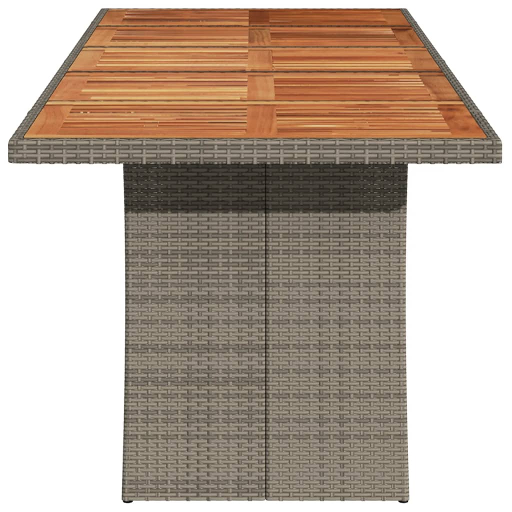 Tuintafel met acaciahouten blad 240x90x75 cm poly rattan grijs