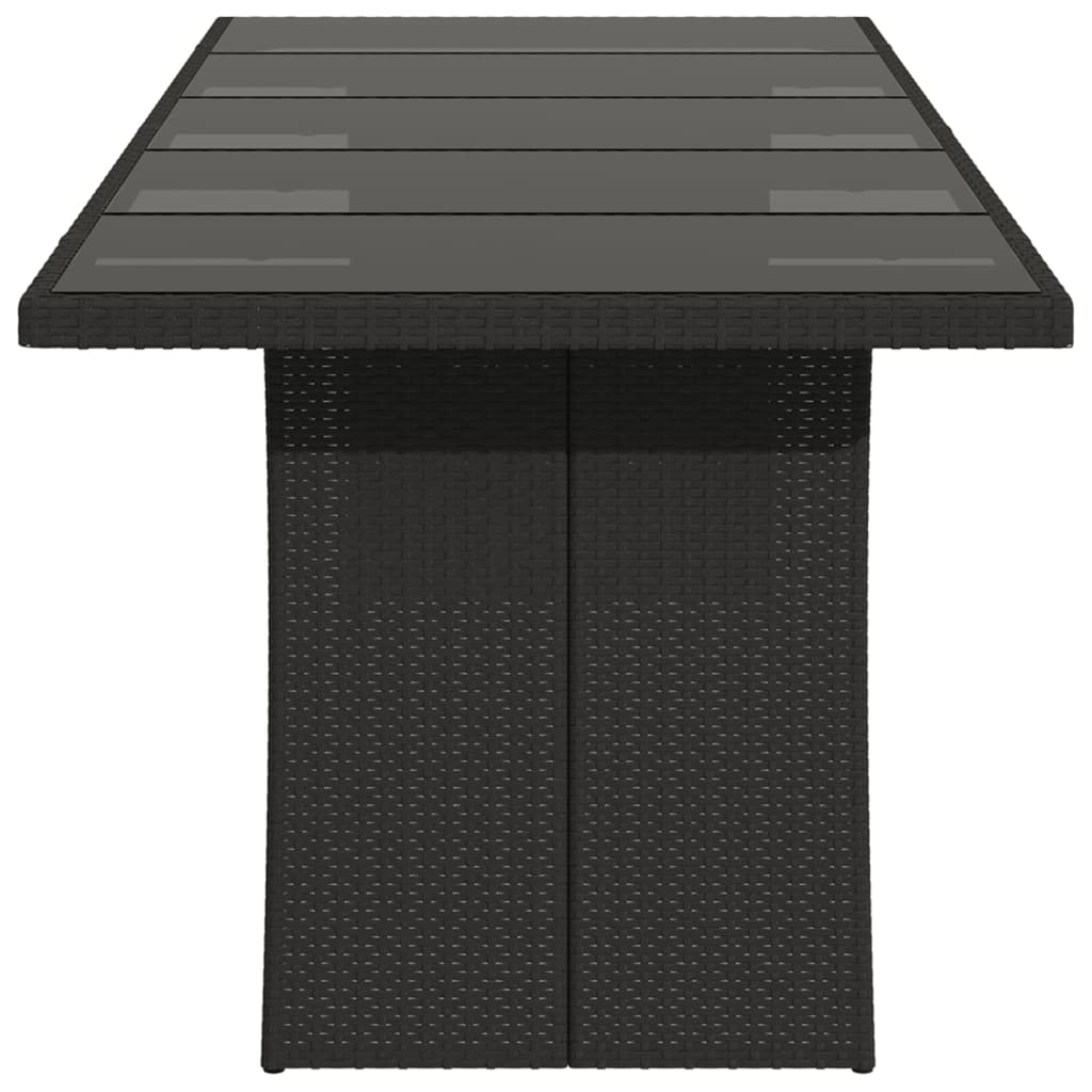 Tuintafel met glazen blad 240x90x75 cm poly rattan