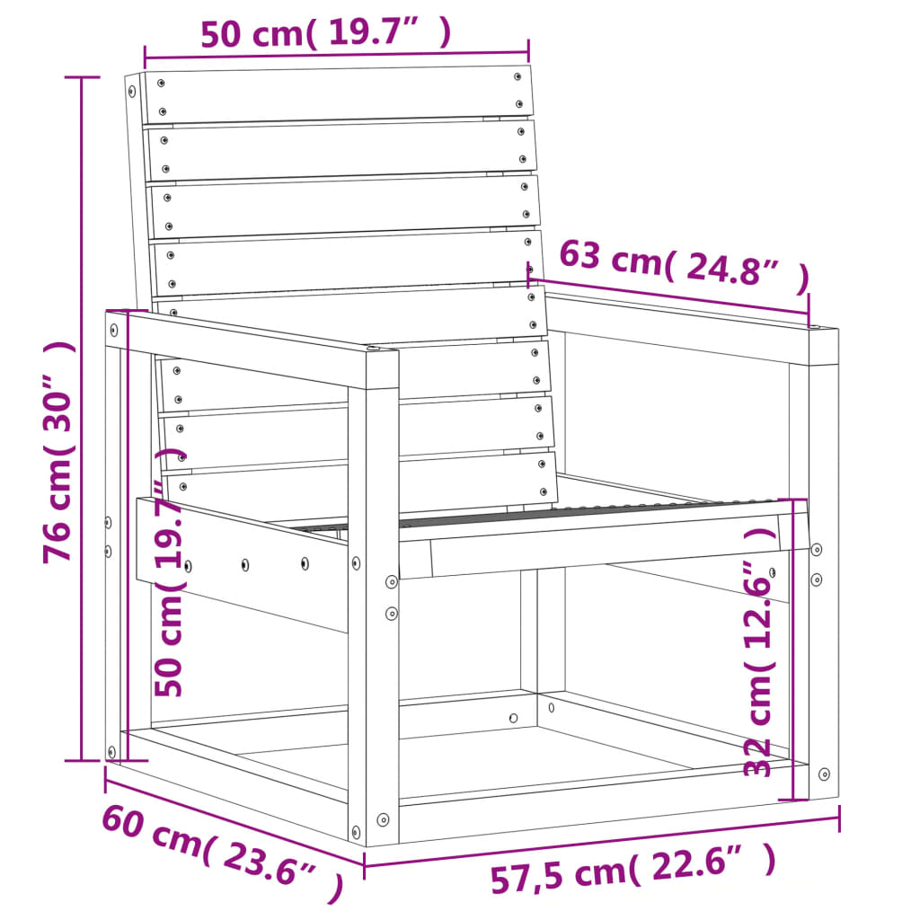 3-delige Loungeset massief grenenhout