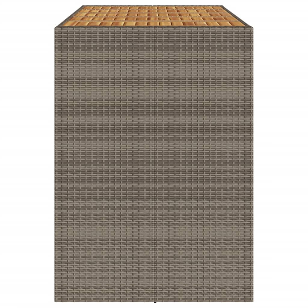 Tuinbartafel acaciahouten blad 185x80x110 cm poly rattan grijs