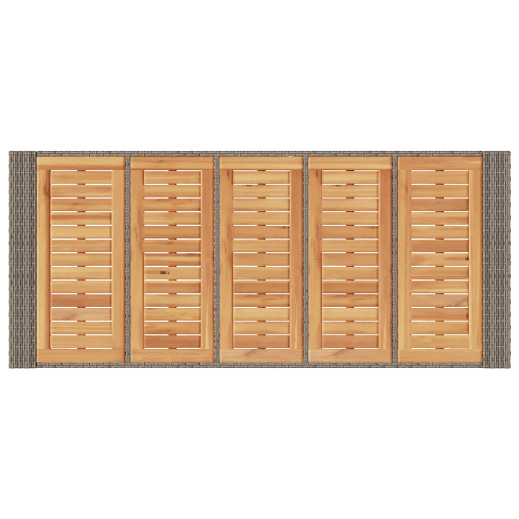 Tuinbartafel acaciahouten blad 185x80x110 cm poly rattan grijs