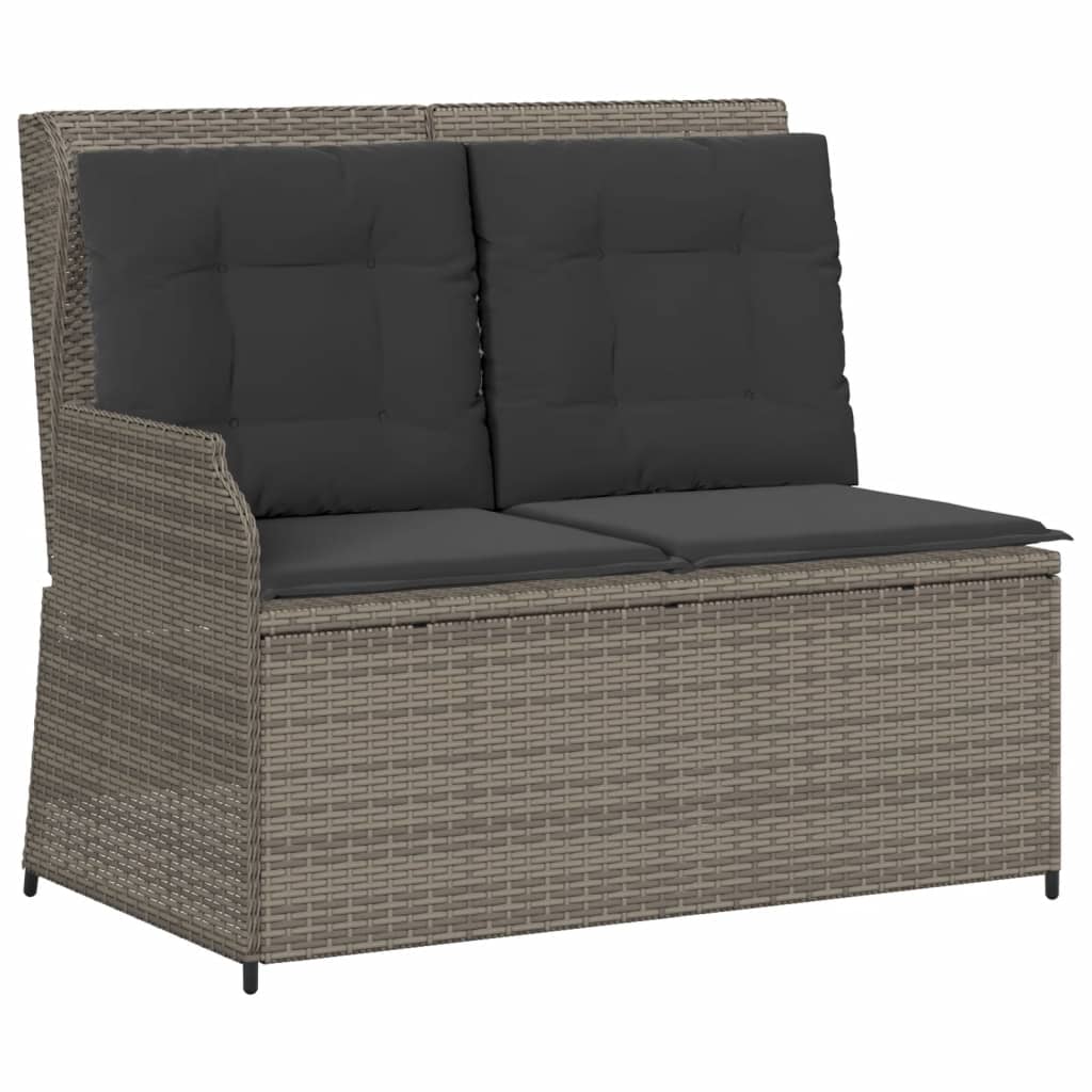 6-delige Loungeset met kussens poly rattan grijs