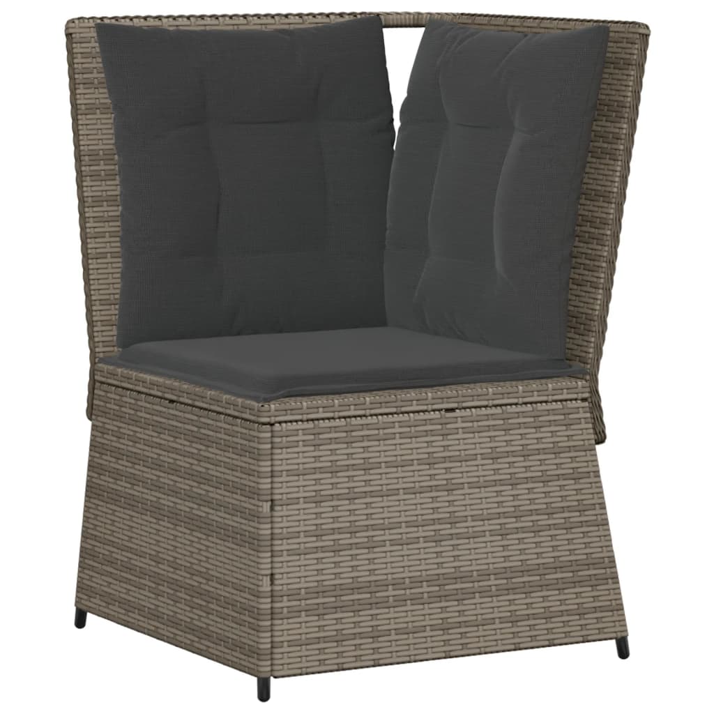 6-delige Loungeset met kussens poly rattan grijs