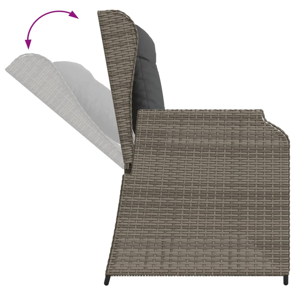 6-delige Loungeset met kussens poly rattan grijs