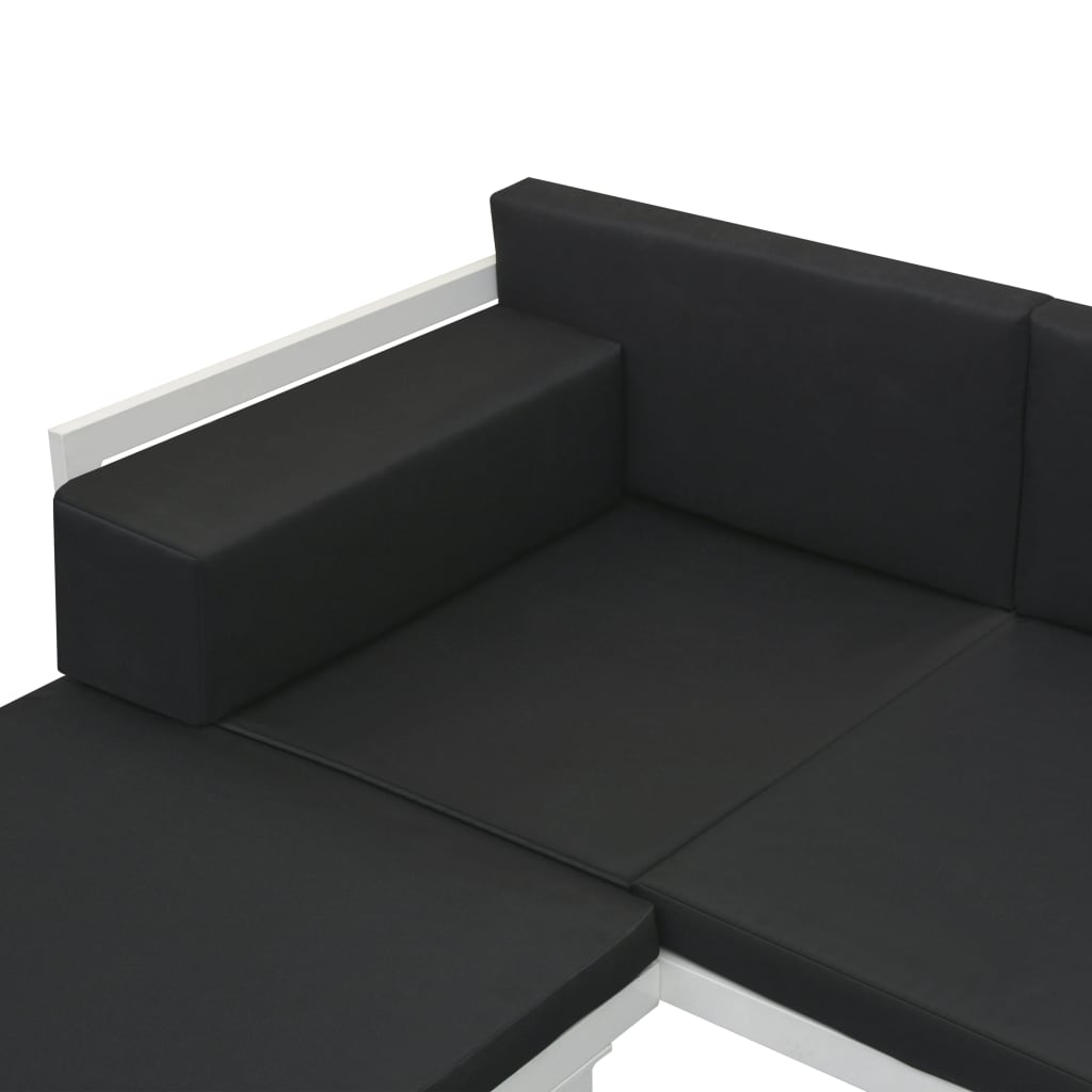 5-delige Loungeset textileen aluminium zwart