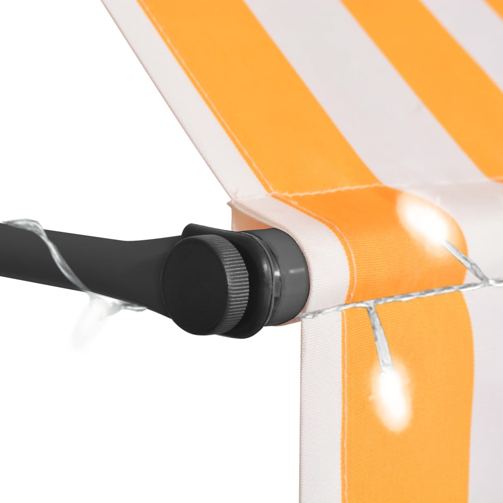 Luifel handmatig uitschuifbaar met LED 300 cm wit en oranje