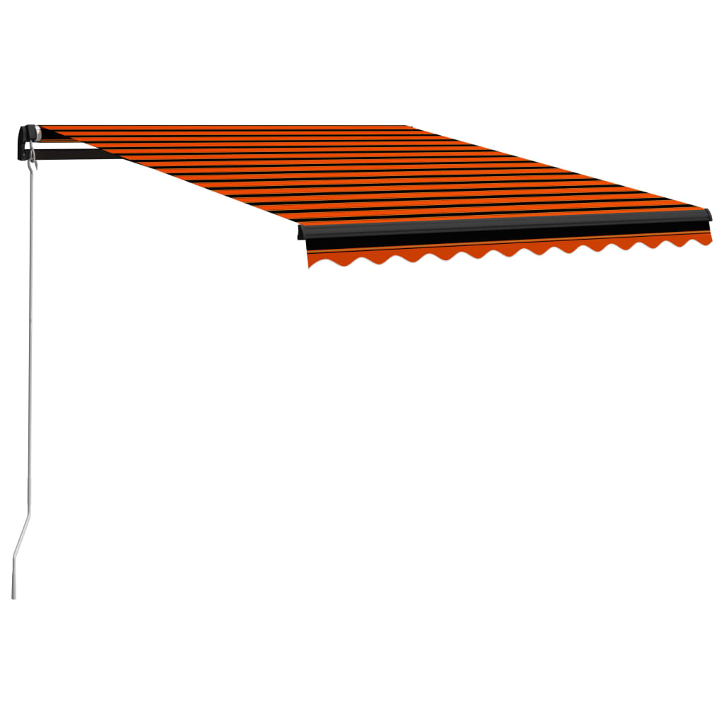 Luifel handmatig uittrekbaar met LED 350x250 cm oranje en bruin