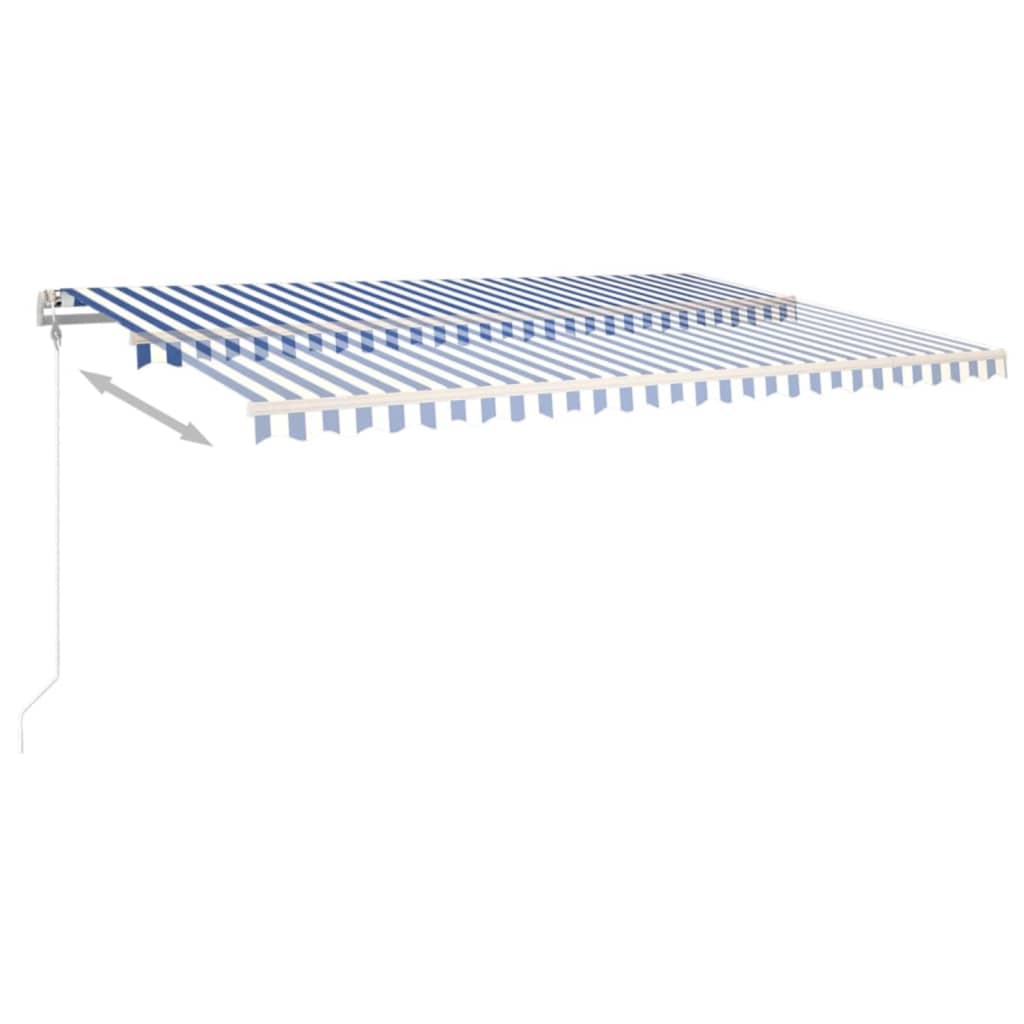 Luifel automatisch met LED en windsensor 500x350 cm blauw wit