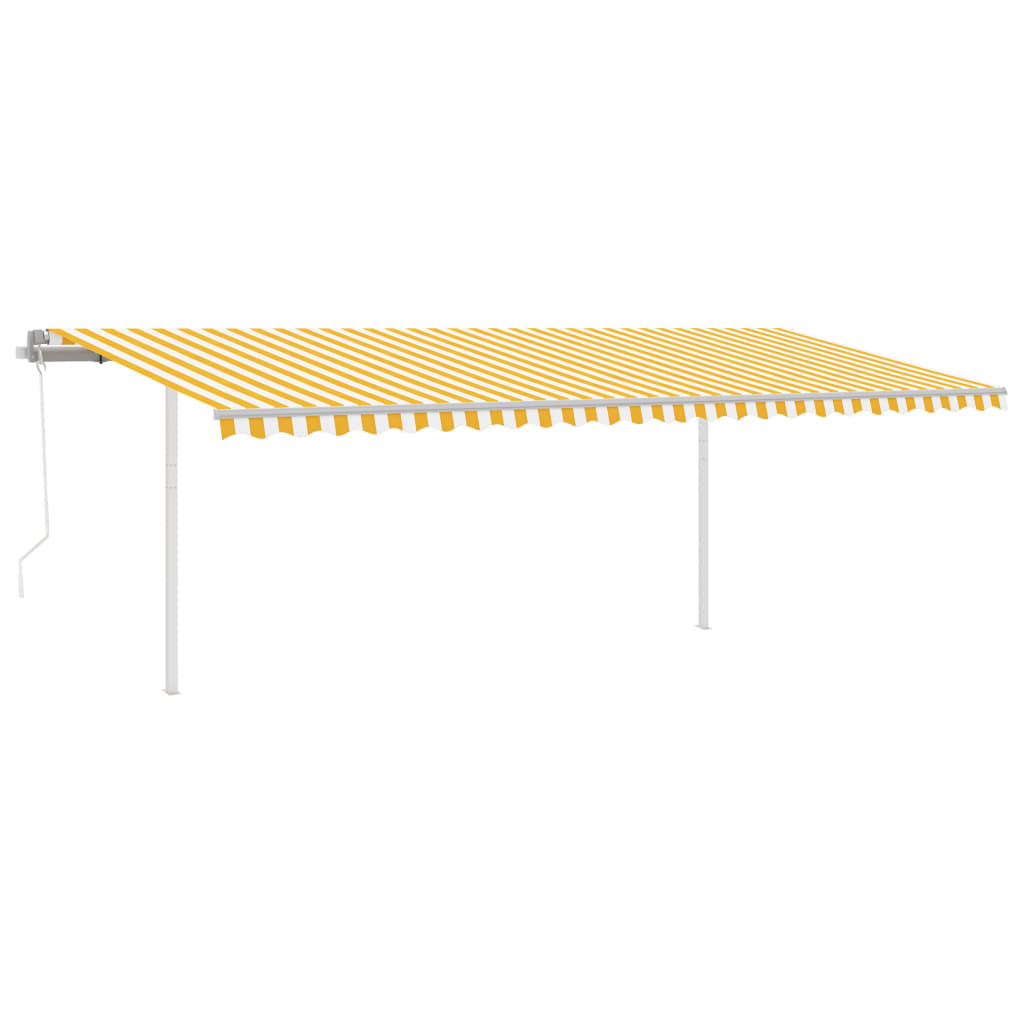 Luifel automatisch uittrekbaar met palen 6x3 m geel en wit