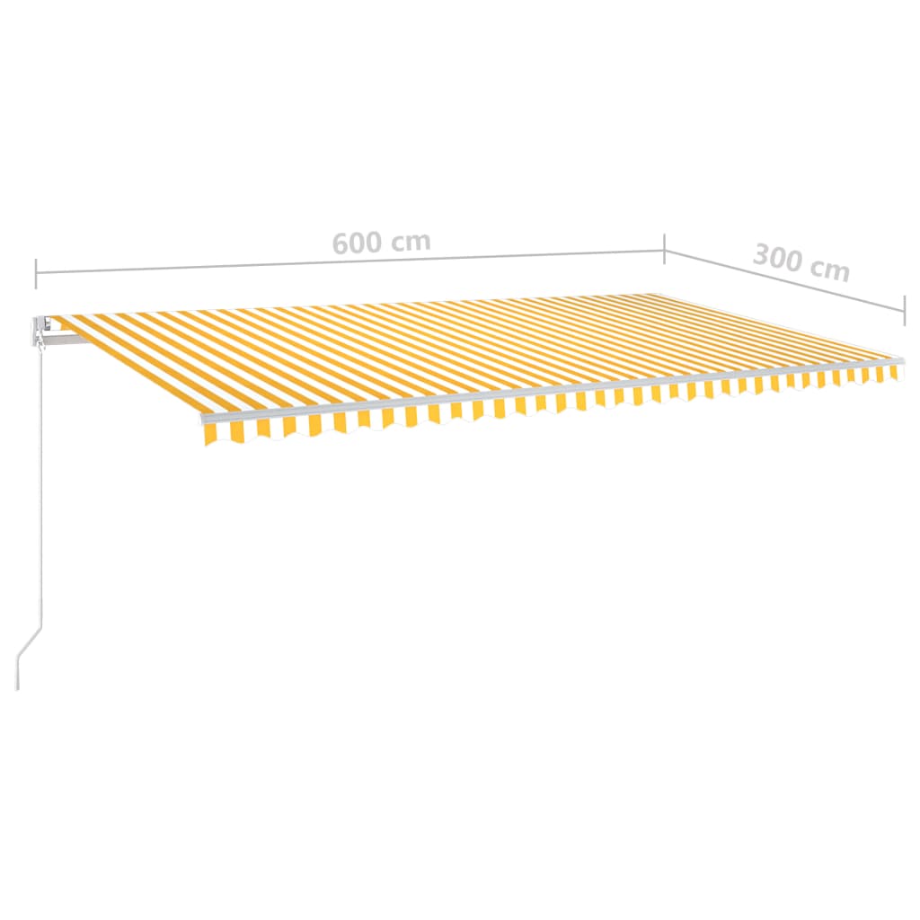 Luifel automatisch uittrekbaar met palen 6x3 m geel en wit