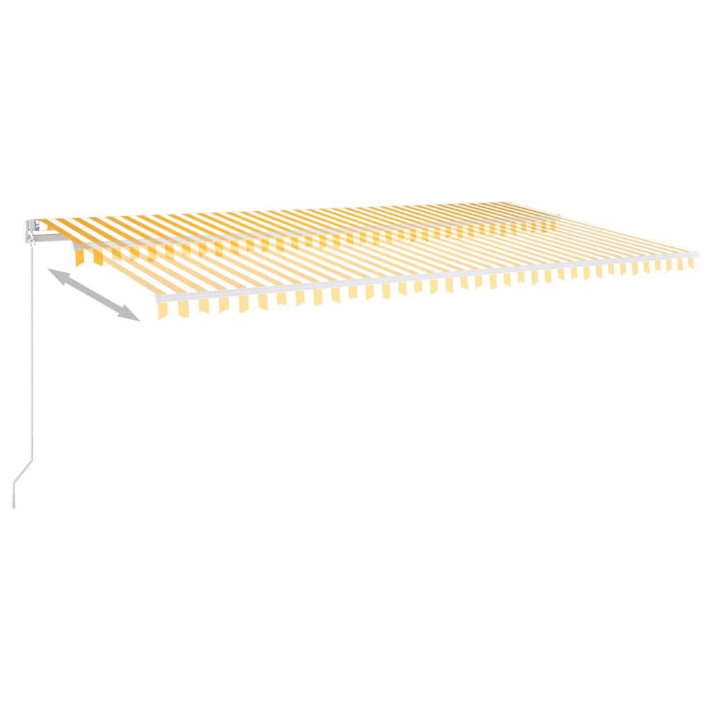 Luifel automatisch met LED en windsensor 6x3,5 m geel en wit