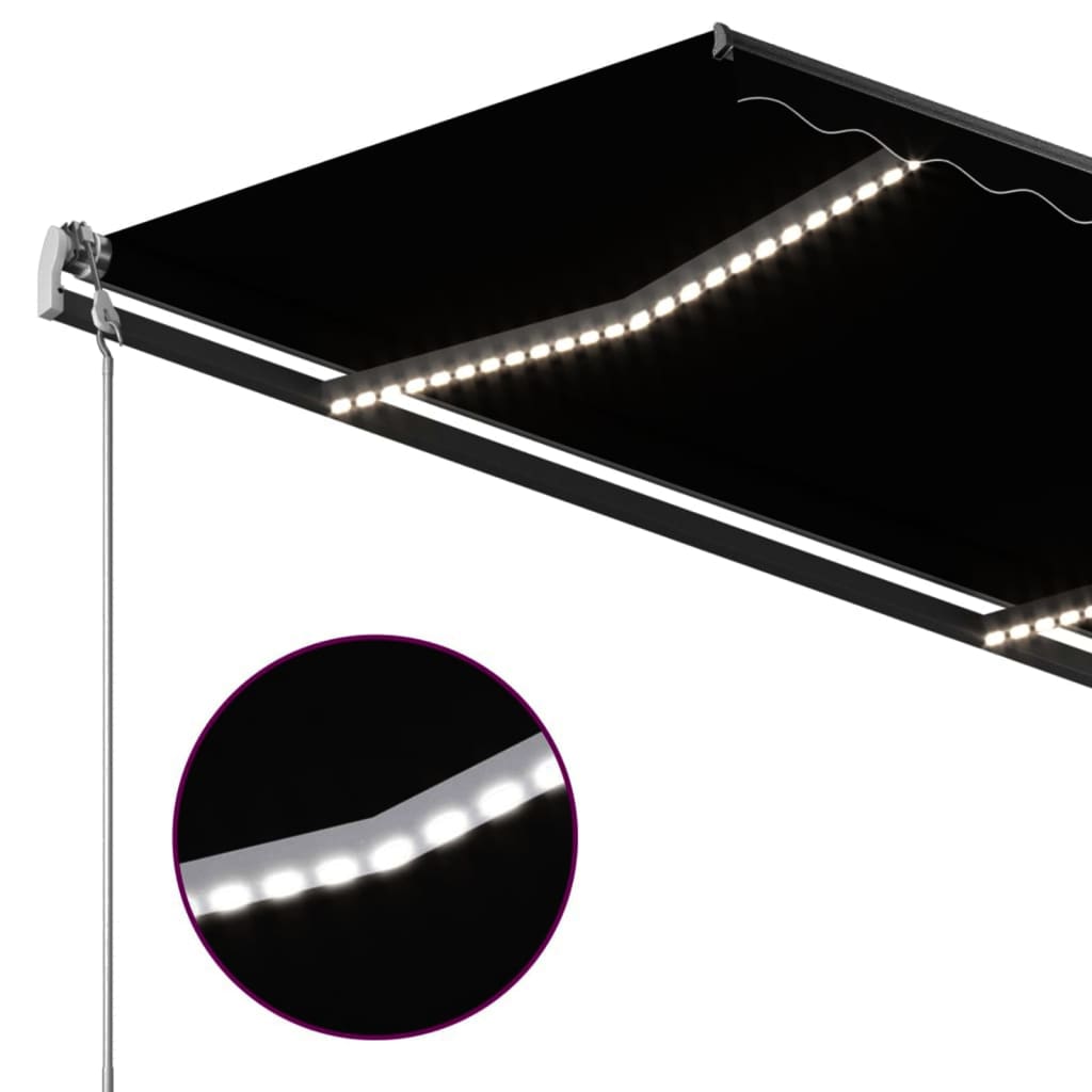 Luifel handmatig uittrekbaar met LED 3,5x2,5 m antracietkleurig