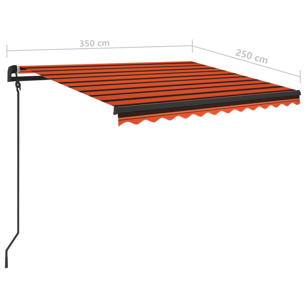 Luifel handmatig uittrekbaar met LED 3,5x2,5 m oranje en bruin