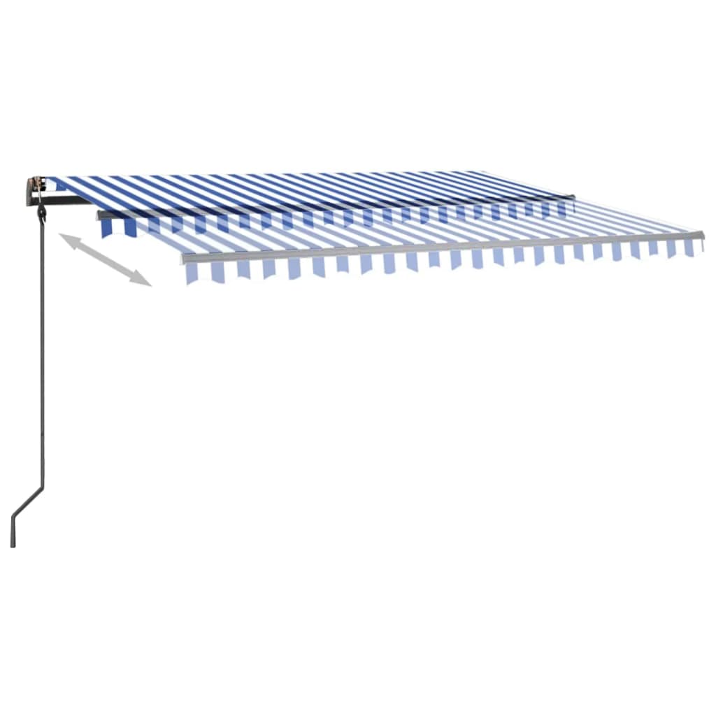 Luifel automatisch met LED en windsensor 4x3 m blauw en wit