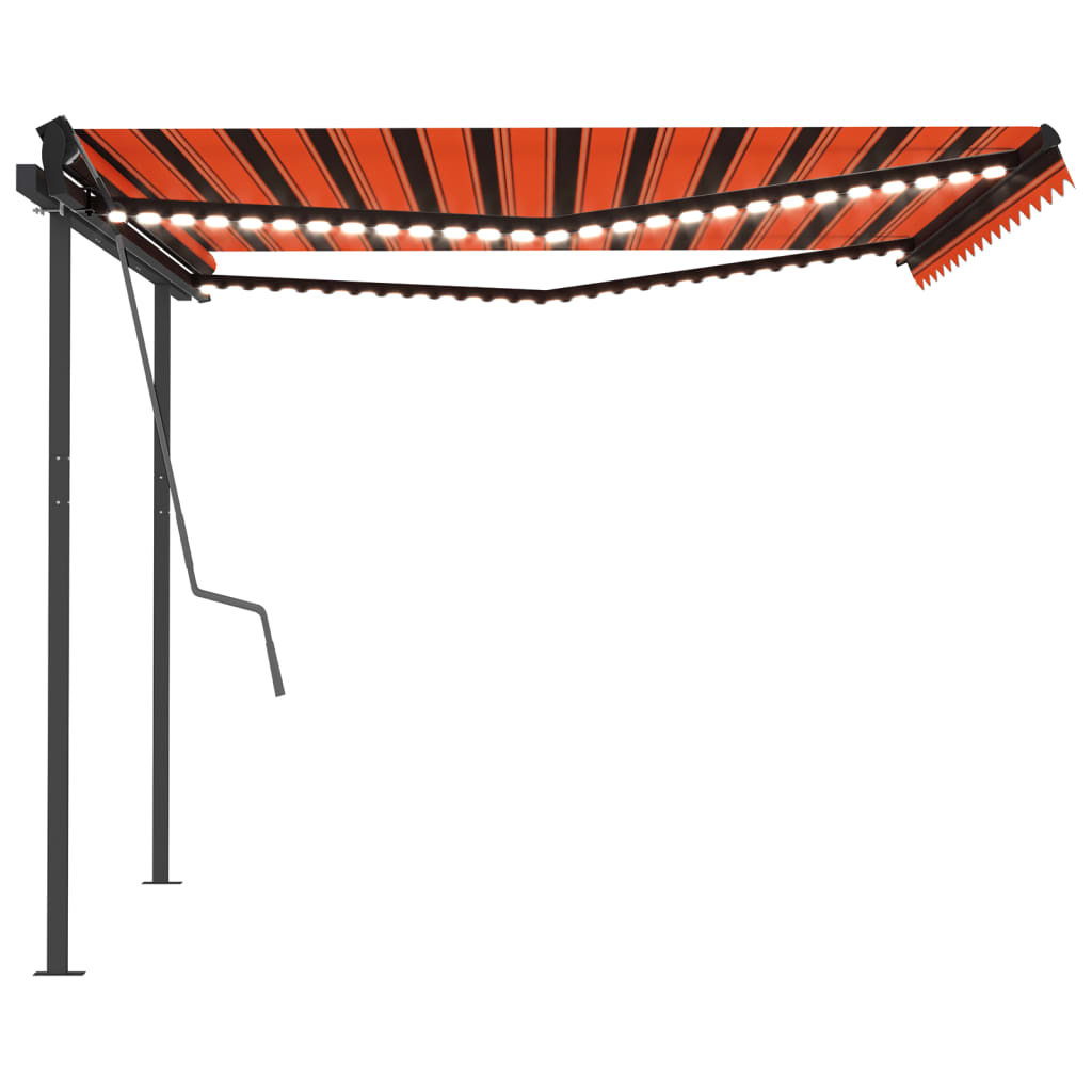 Luifel automatisch met LED en windsensor 4,5x3 m oranje bruin