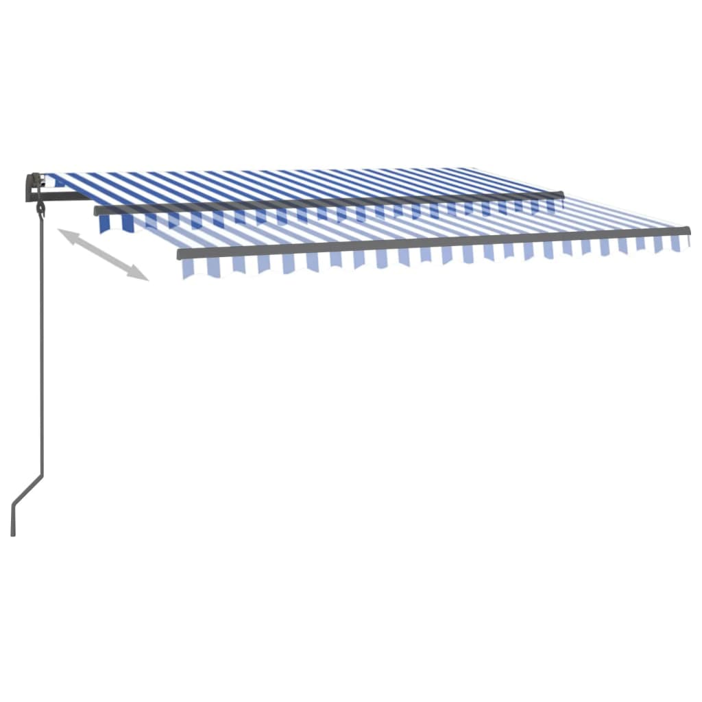Luifel automatisch met LED en windsensor 4x3,5 m blauw en wit